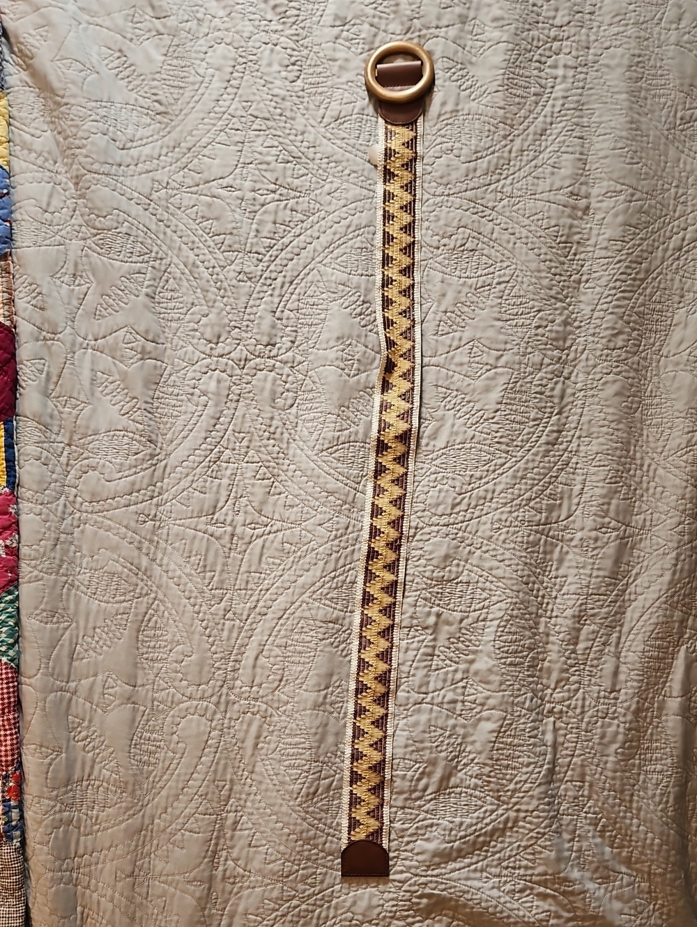 Woven Geometric Pattern Belt in Yellow and Brown